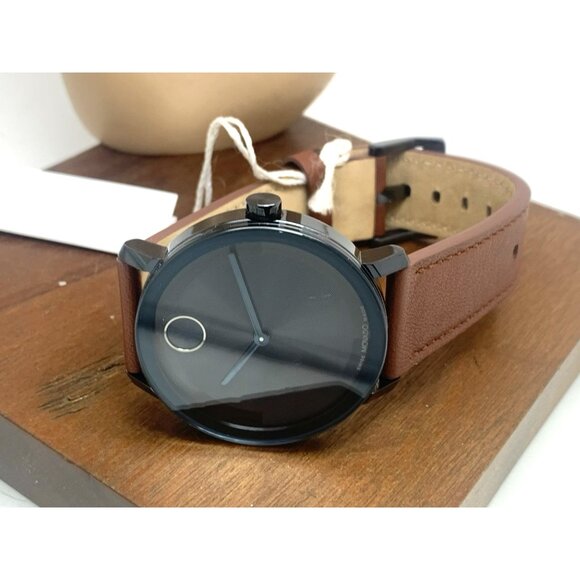 Movado Men's Watch 3601093 Bold Swiss Quartz Blue Dial 40mm Brown Leather Strap - Picture 8 of 14